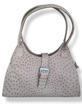 Ostrich skin beige handbag